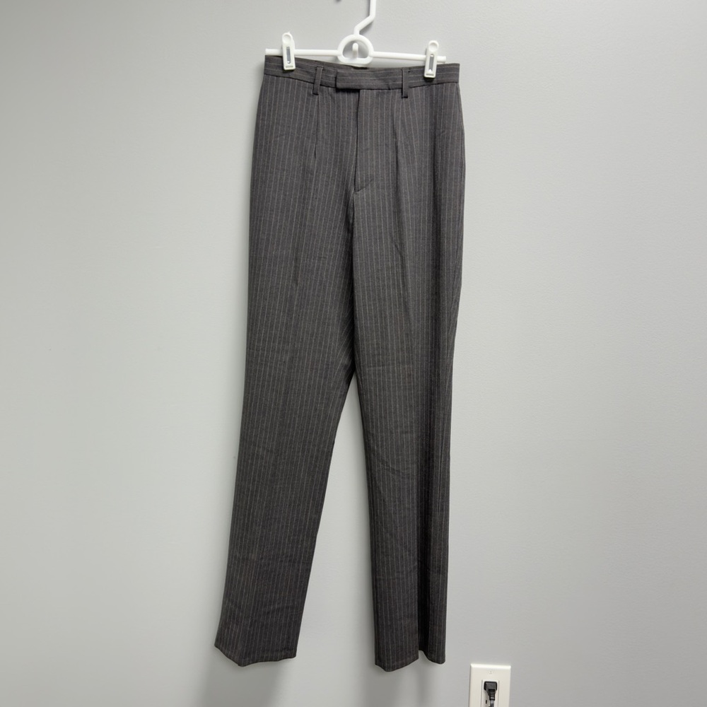 BANANA REPUBLIC Gray White Pinstripe Italian Wool Dress Pants Stretchy Sz 2
